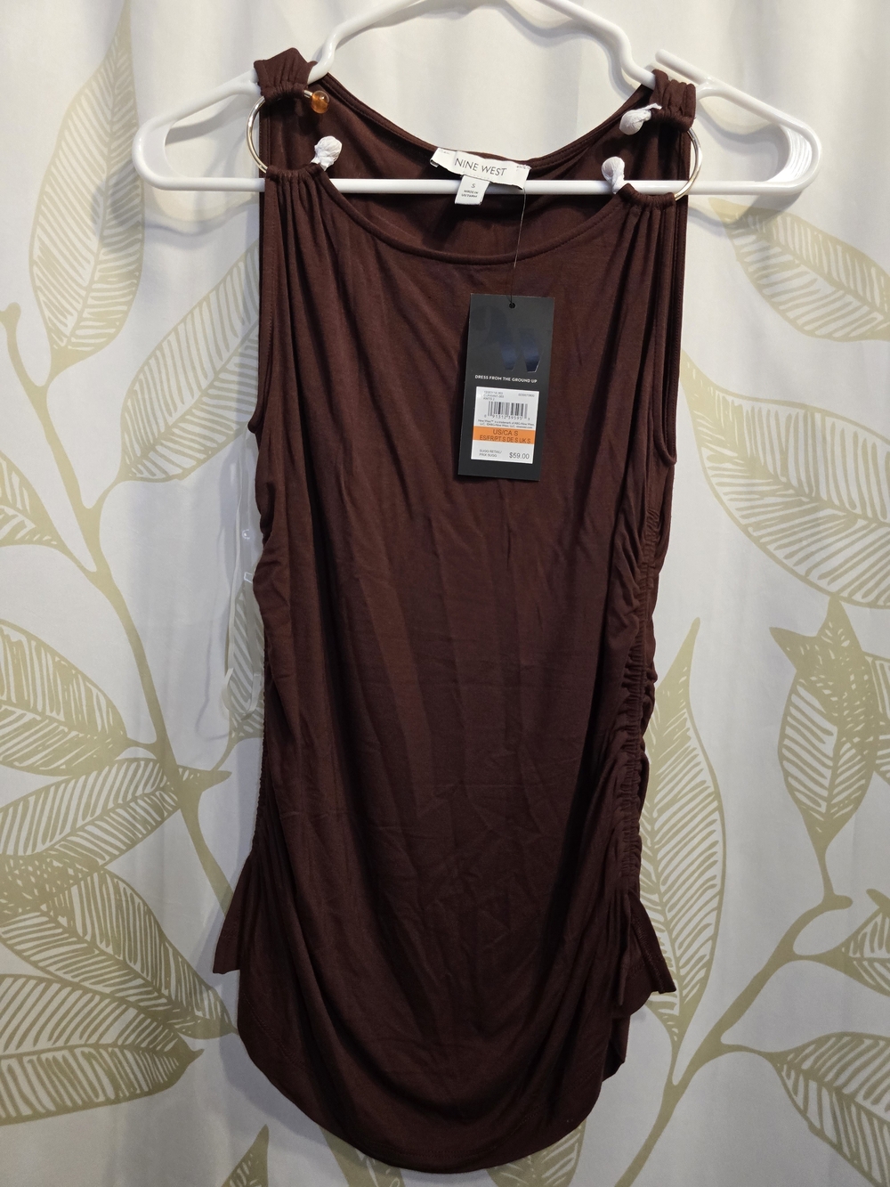 Nine West Women's Brown Sleeveless Shoulder Tank